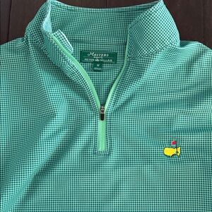 Masters Peter Millar Green Houndstooth Quarter-Zip